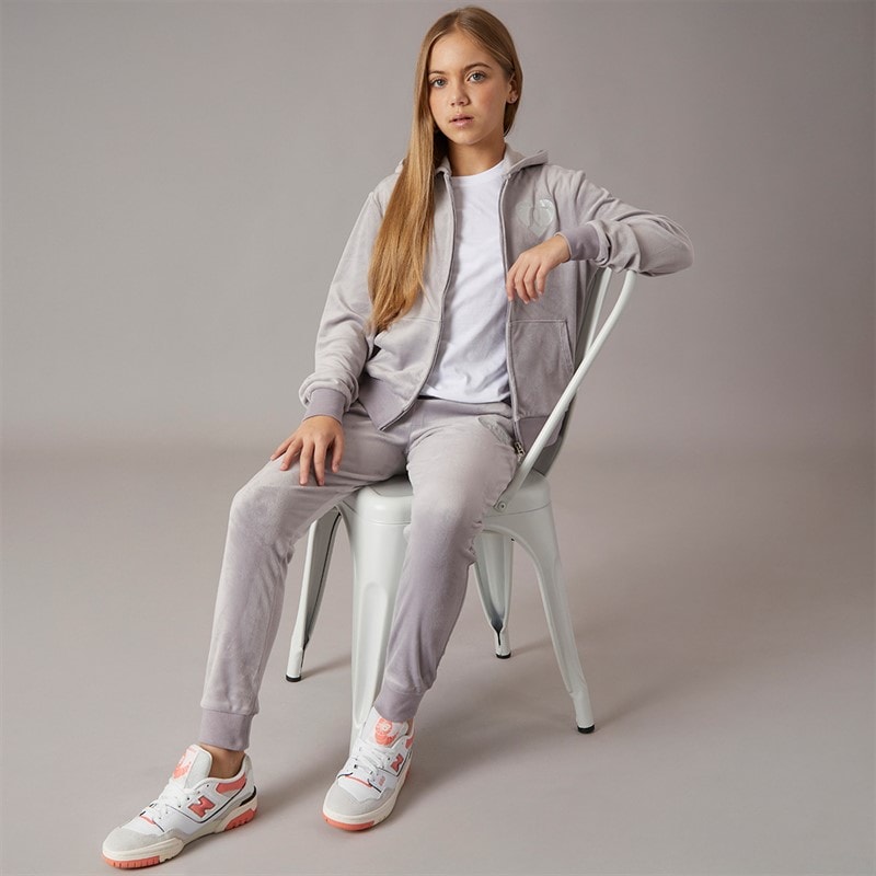 Juicy Couture Piger Velour Hjerte Logo Træningsdragt Sølv Sconce