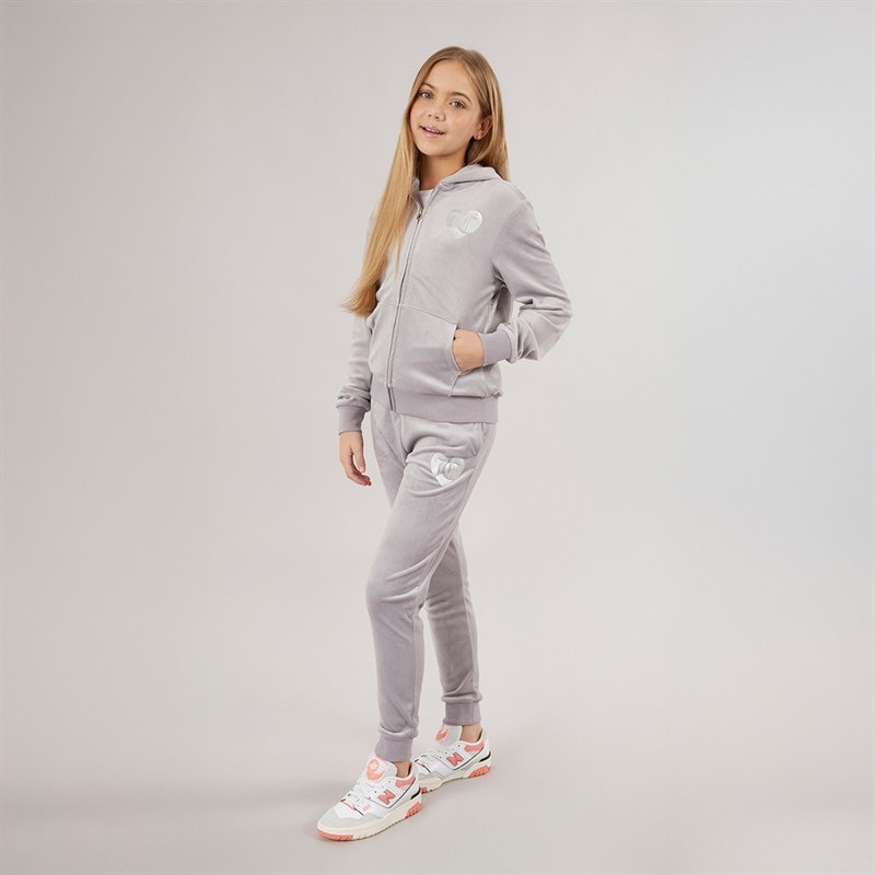 Juicy Couture Piger Velour Hjerte Logo Træningsdragt Sølv Sconce - Billede 3