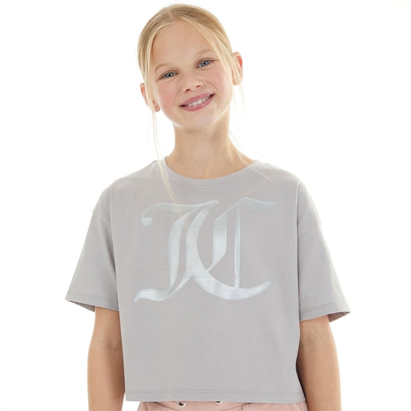 Juicy Couture Piger Tonal Boxy T-shirt Sølv Sconce - Billede 1