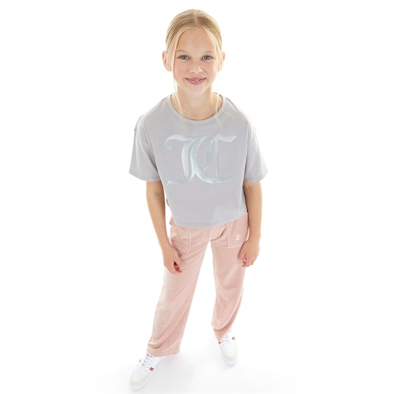 Juicy Couture Piger Tonal Boxy T-shirt Sølv Sconce - Billede 3
