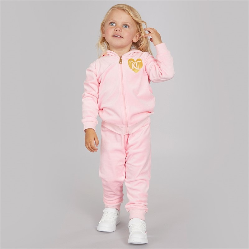 Juicy Couture Baby Piger Velour Hjerte Logo Træningsdragt Mandelblomst