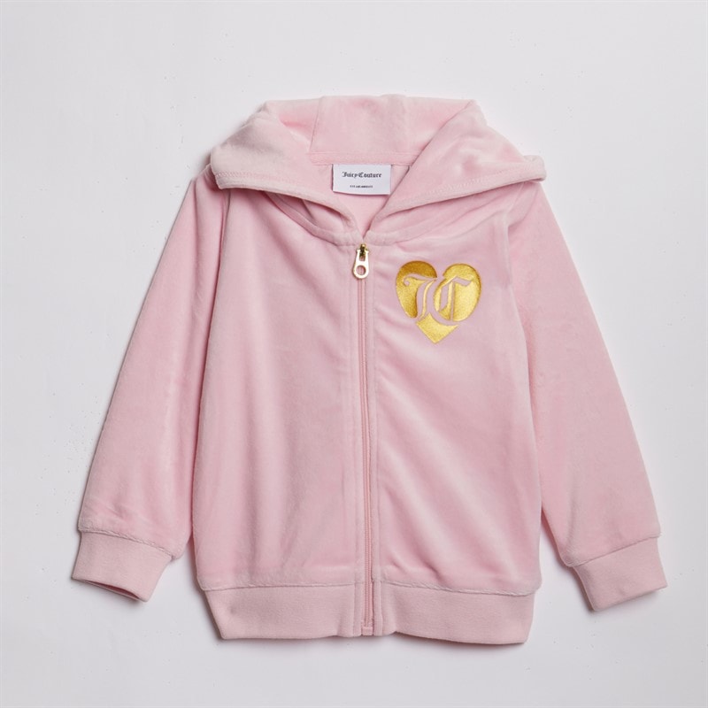 Juicy Couture Baby Piger Velour Hjerte Logo Træningsdragt Mandelblomst - Billede 3