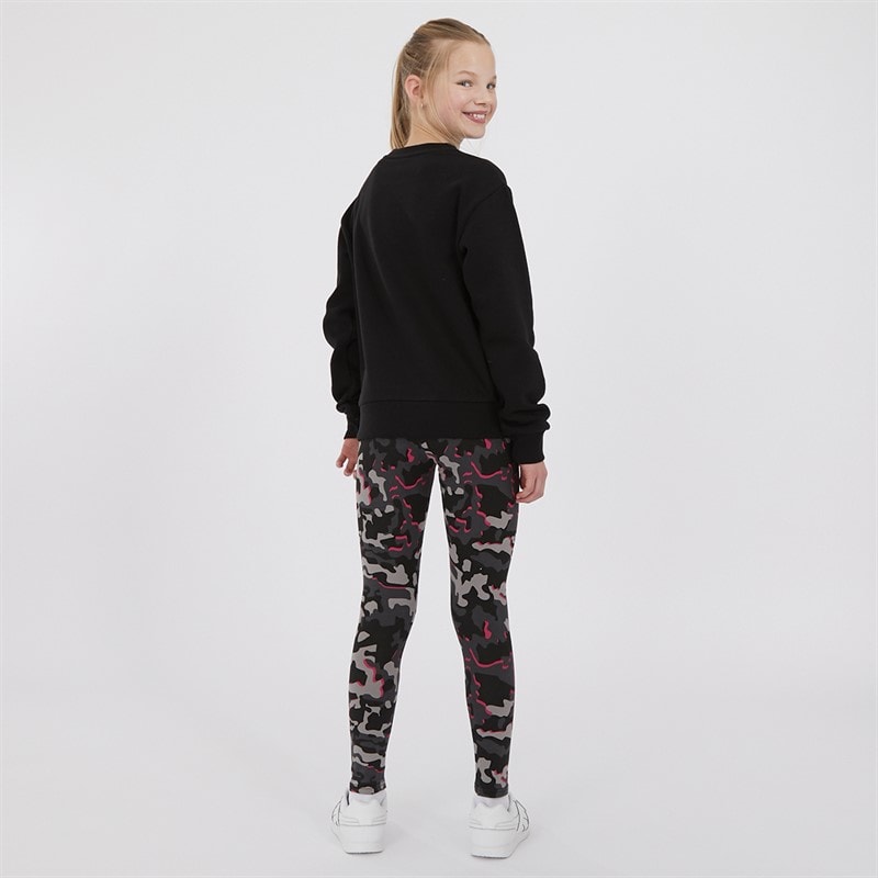 Juicy Couture Piger Oversized Crew Sweatshirt og Abstrakt Leggings Tracksuit Sæt Sort - Billede 2