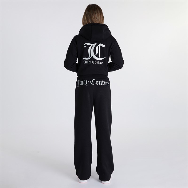 Juicy Couture Piger T-shirt med lynlås og brede ben Joggingbukser Tracksuit Sæt Sort - Billede 2
