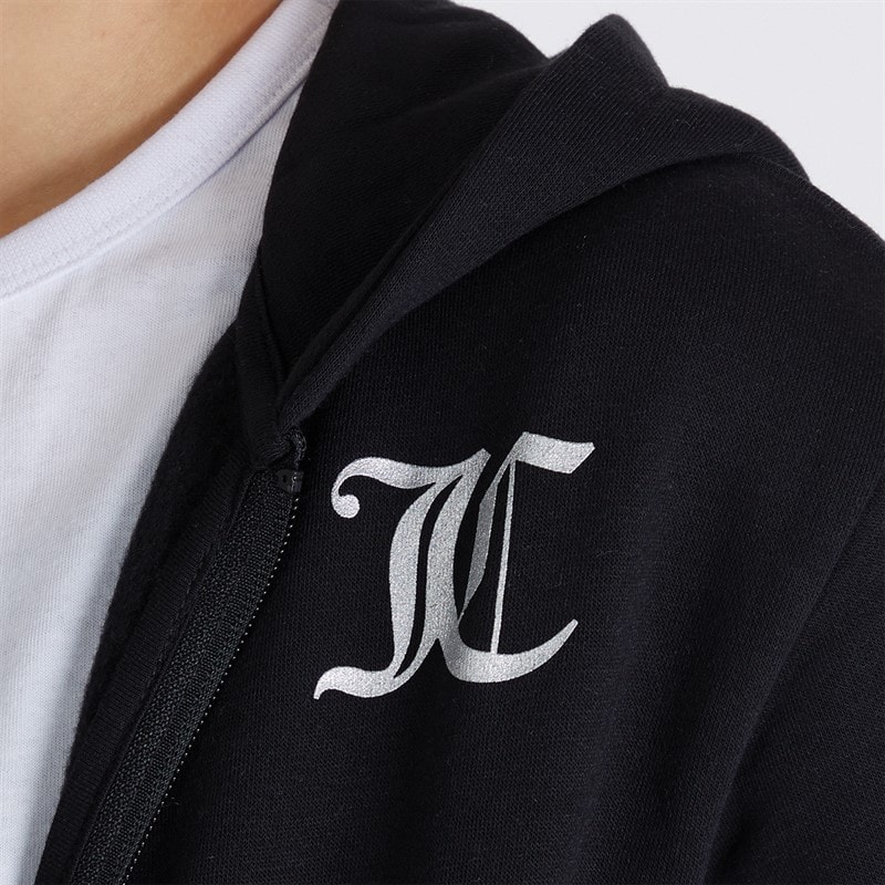 Juicy Couture Piger T-shirt med lynlås og brede ben Joggingbukser Tracksuit Sæt Sort - Billede 3