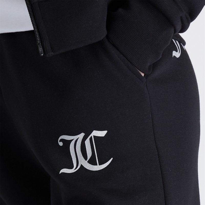 Juicy Couture Piger T-shirt med lynlås og brede ben Joggingbukser Tracksuit Sæt Sort - Billede 5