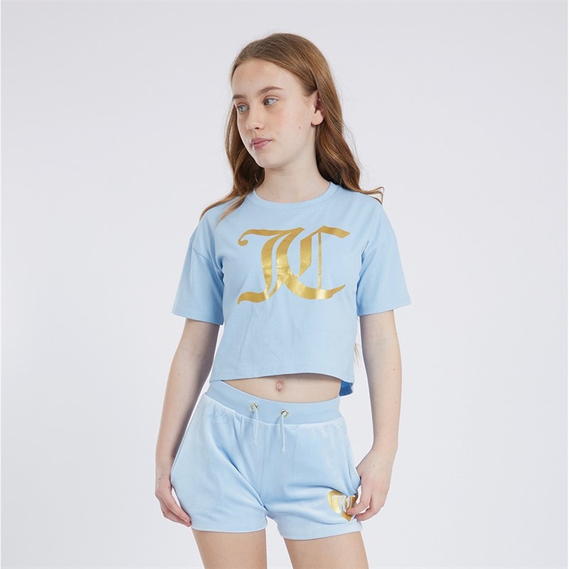 Juicy Couture Piger Heart Boxy And Velour Sæt Blå - Billede 1