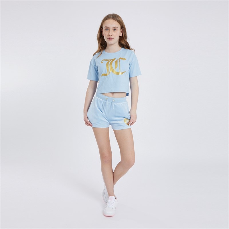 Juicy Couture Piger Heart Boxy And Velour Sæt Blå - Billede 3