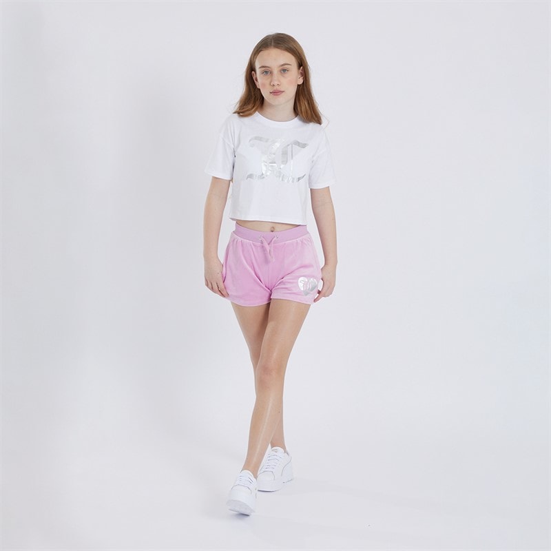 Juicy Couture Piger hjerte boxy t-shirt og velour shorts sæt Pink Lavender - Billede 3