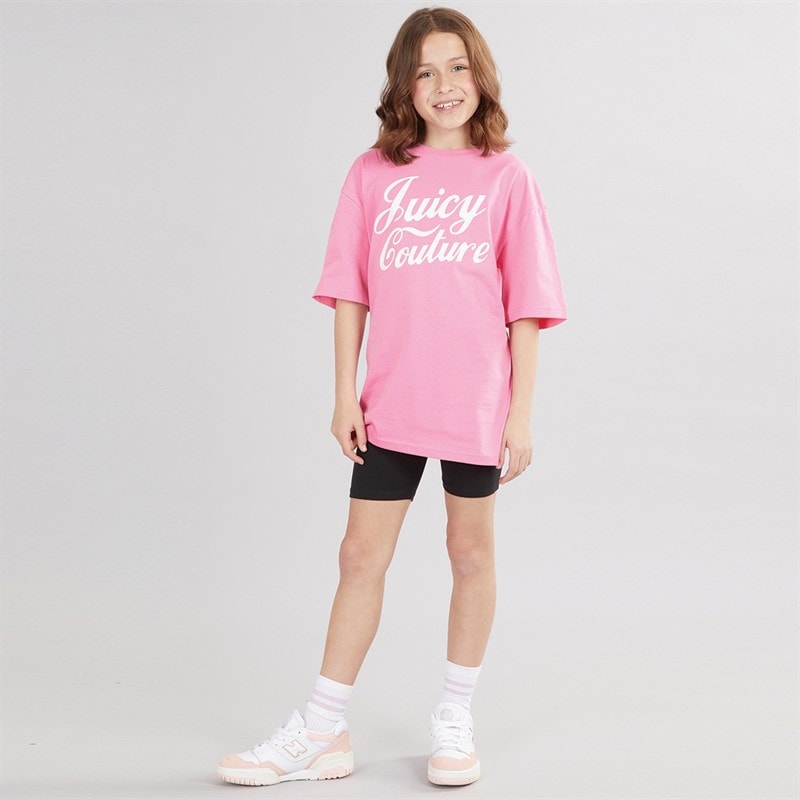 Juicy Couture Piger Script Boyfriend T Shirt Og Cykelshorts Sæt Sort - Billede 4
