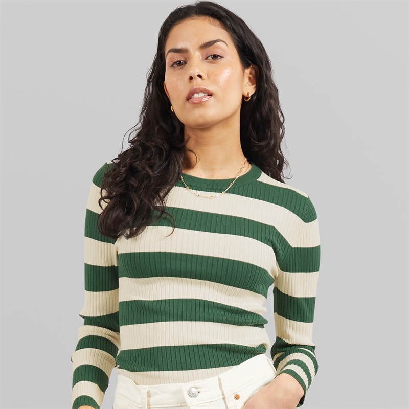 Jacqueline De Yong Dame blomme langærmet strik pullover Trekking Green - Billede 3