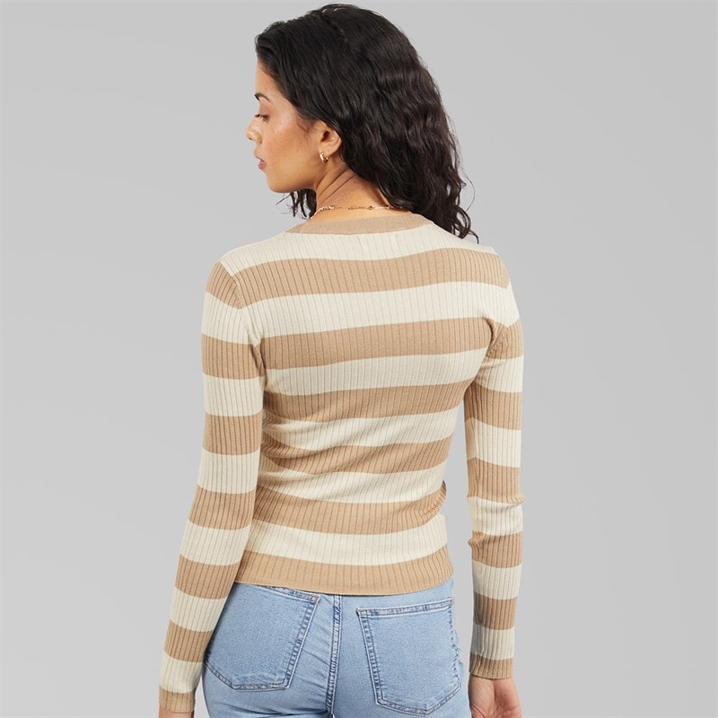 Jacqueline De Yong Dame blomme langærmet strik pullover Humus - Billede 2