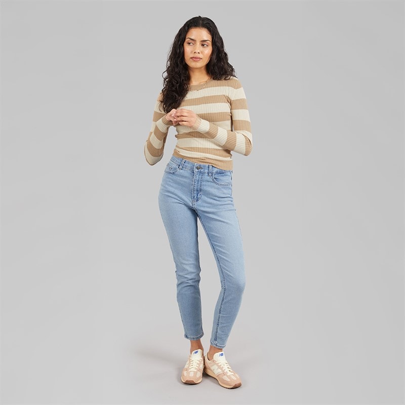 Jacqueline De Yong Dame blomme langærmet strik pullover Humus - Billede 3