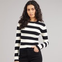 Jacqueline De Yong Dame blomme langærmet strik pullover Sort