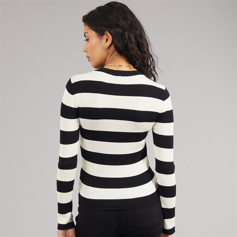 Jacqueline De Yong Dame blomme langærmet strik pullover Sort - Billede 2