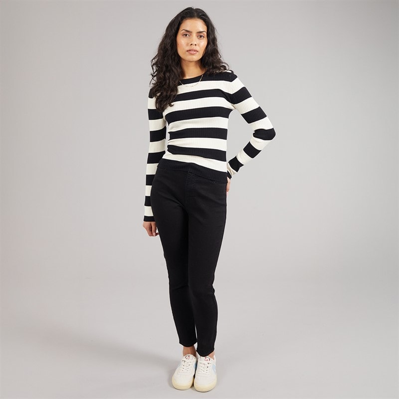 Jacqueline De Yong Dame blomme langærmet strik pullover Sort - Billede 3