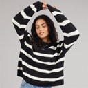 Jacqueline De Yong Dame Justy Stribet Sweater Sort