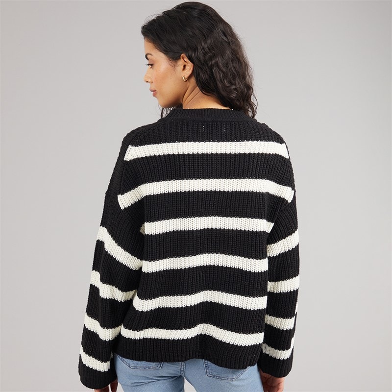 Jacqueline De Yong Dame Justy Stribet Sweater Sort - Billede 2