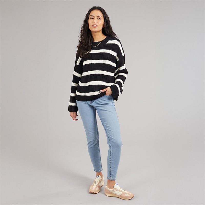 Jacqueline De Yong Dame Justy Stribet Sweater Sort - Billede 4