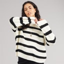 Jacqueline De Yong Dame Justy Stribet Sweater Eggnog