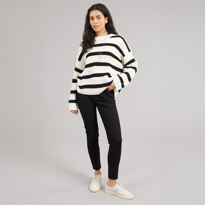 Jacqueline De Yong Dame Justy Stribet Sweater Eggnog - Billede 3