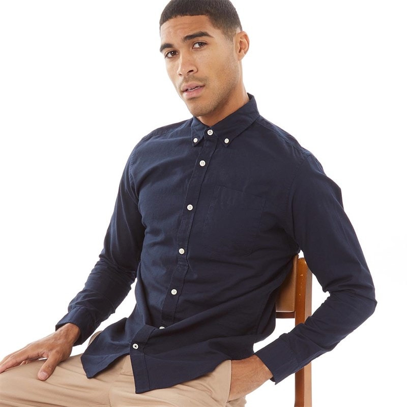 JACK & JONES Herre Oxford Langærmet shirts Marineblå - Billede 1