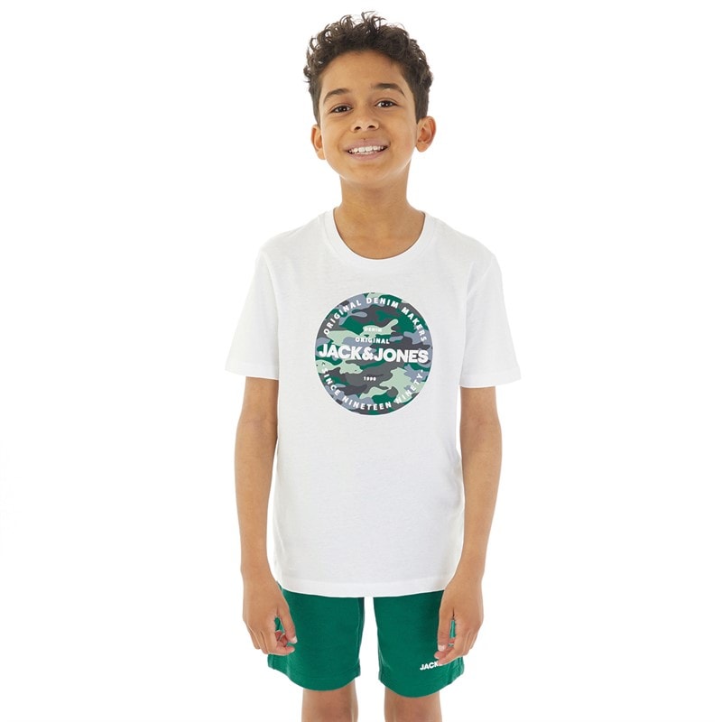 JACK & JONES Drenge Jjpete Camo T Shirt Og Shorts Sæt Storm - Billede 1