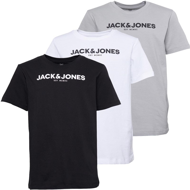 JACK & JONES Drengenes Harry T-shirts 3-pak Hvid/Sort/Aluminim - Billede 1