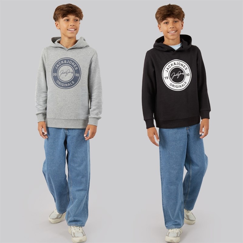 JACK & JONES Drenge Thomas To-Pak Hoodies Lysegrå Melange/Sort - Billede 3