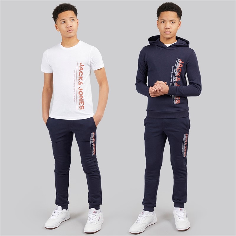 JACK & JONES Junior Jwhnew Struktur Tre Pak Træningsdragt Og T-shirt Sæt Navy Blazer