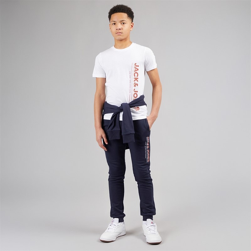 JACK & JONES Junior Jwhnew Struktur Tre Pak Træningsdragt Og T-shirt Sæt Navy Blazer - Billede 3