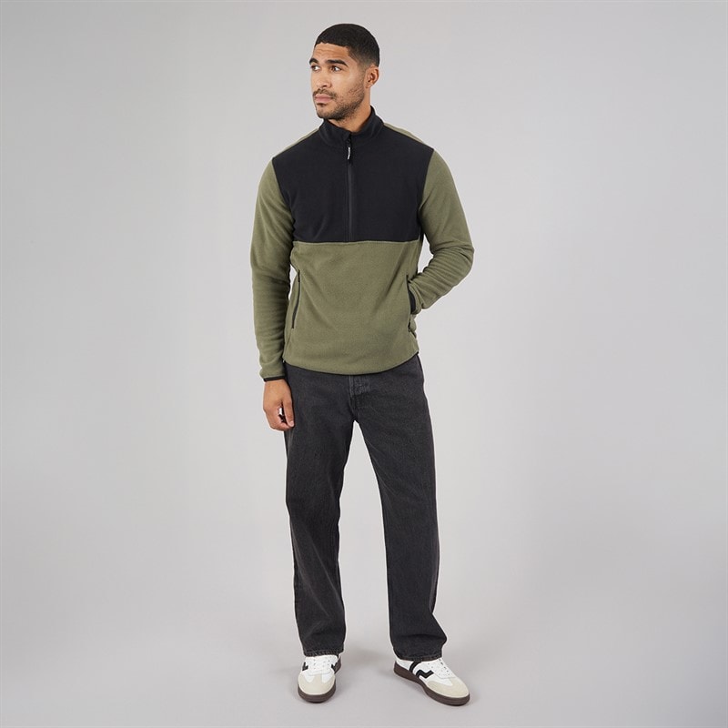 JACK & JONES Mænd Halv Zip Fleece Dusty Olive - Billede 3