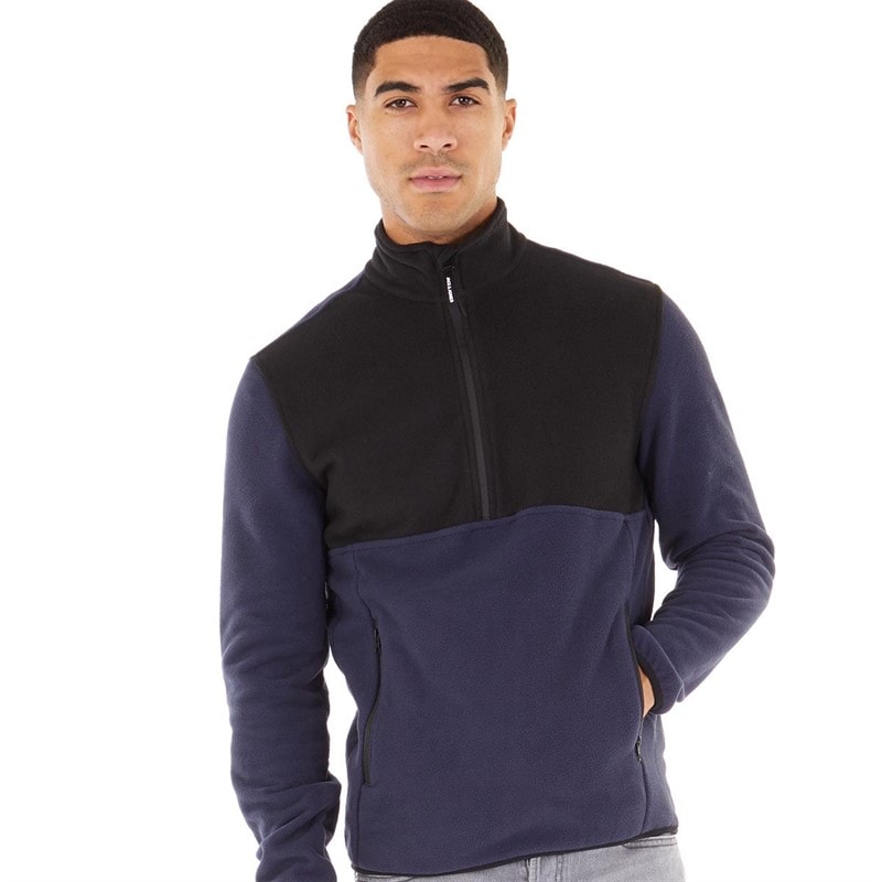 JACK & JONES Herre Blå Fleece Halvzip-Blazer med Flamme - Billede 1