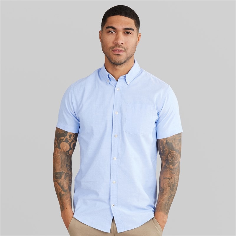 JACK & JONES Herre Klassisk Kortærmet Oxford Skjorte Kasjmir Blå - Billede 1
