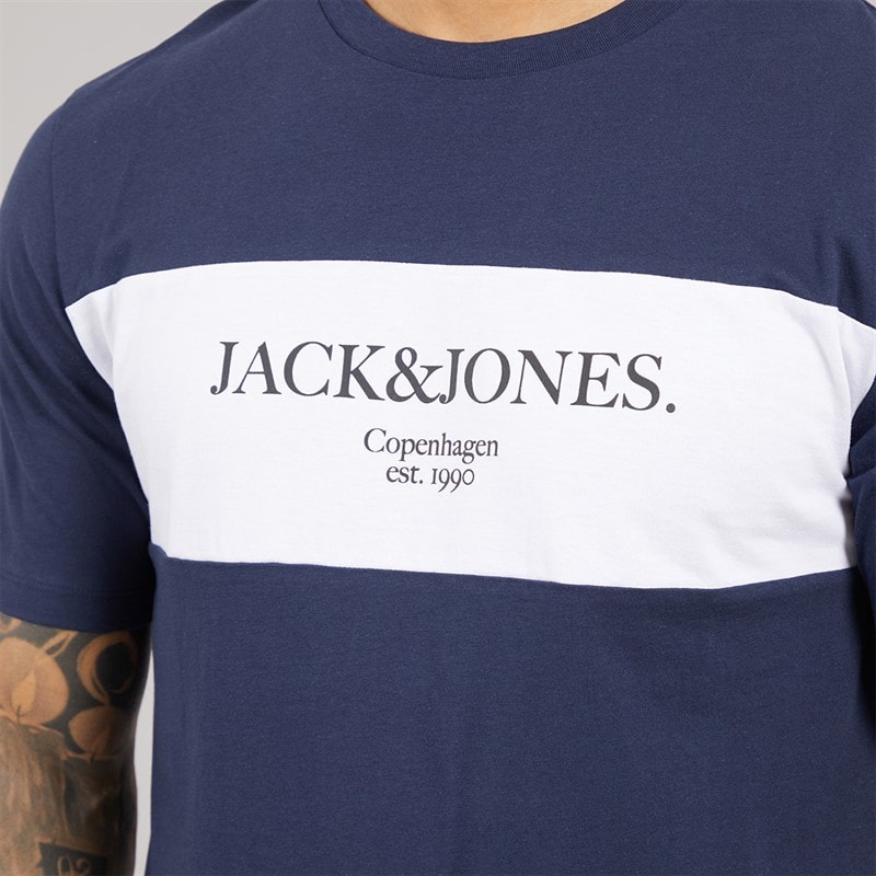 JACK & JONES Herre Chester T-shirt Og Shorts Sæt Navy Blazer - Billede 3