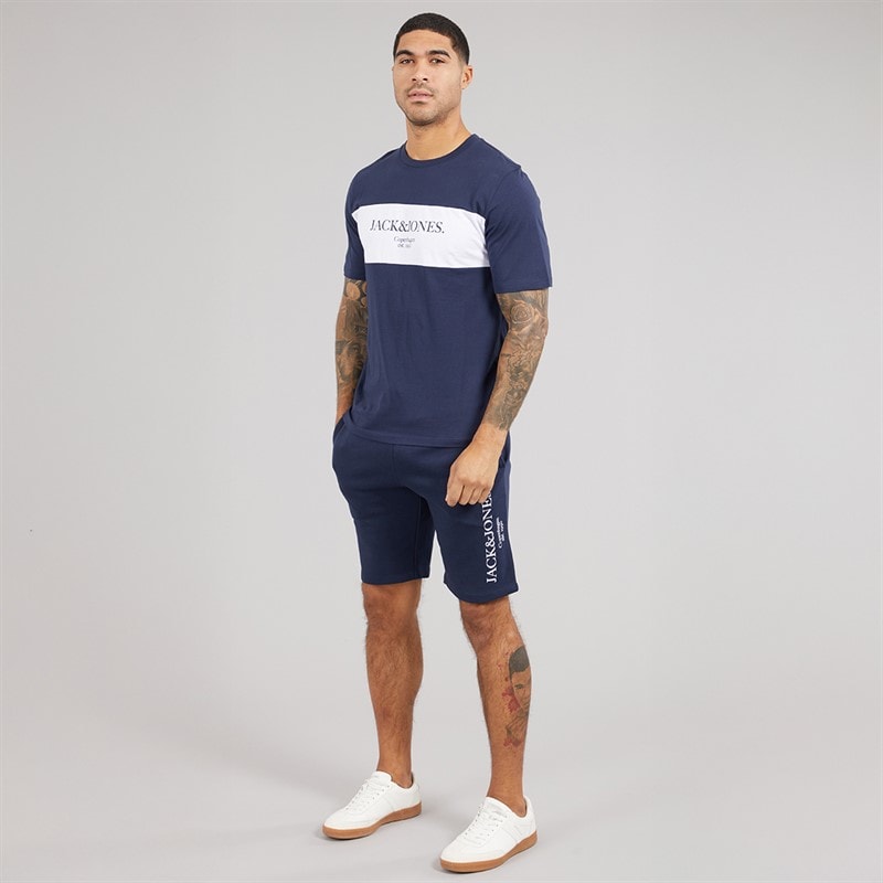 JACK & JONES Herre Chester T-shirt Og Shorts Sæt Navy Blazer - Billede 4
