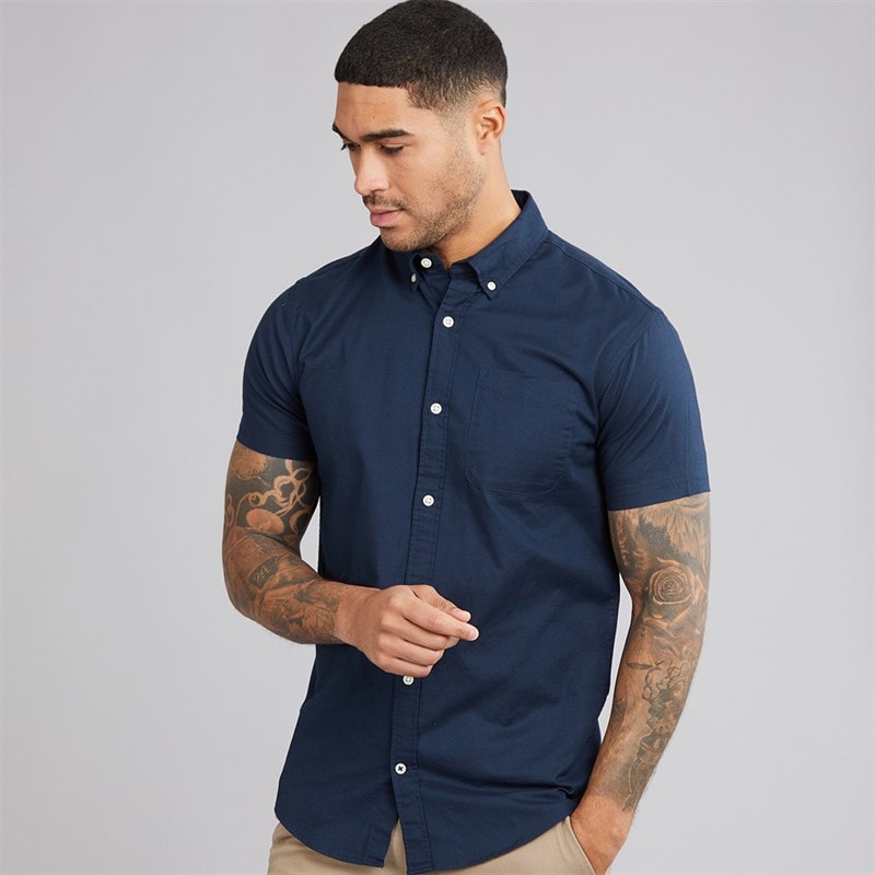 JACK & JONES Herre Klassisk Kortærmet Oxford Skjorte Blå Blazer