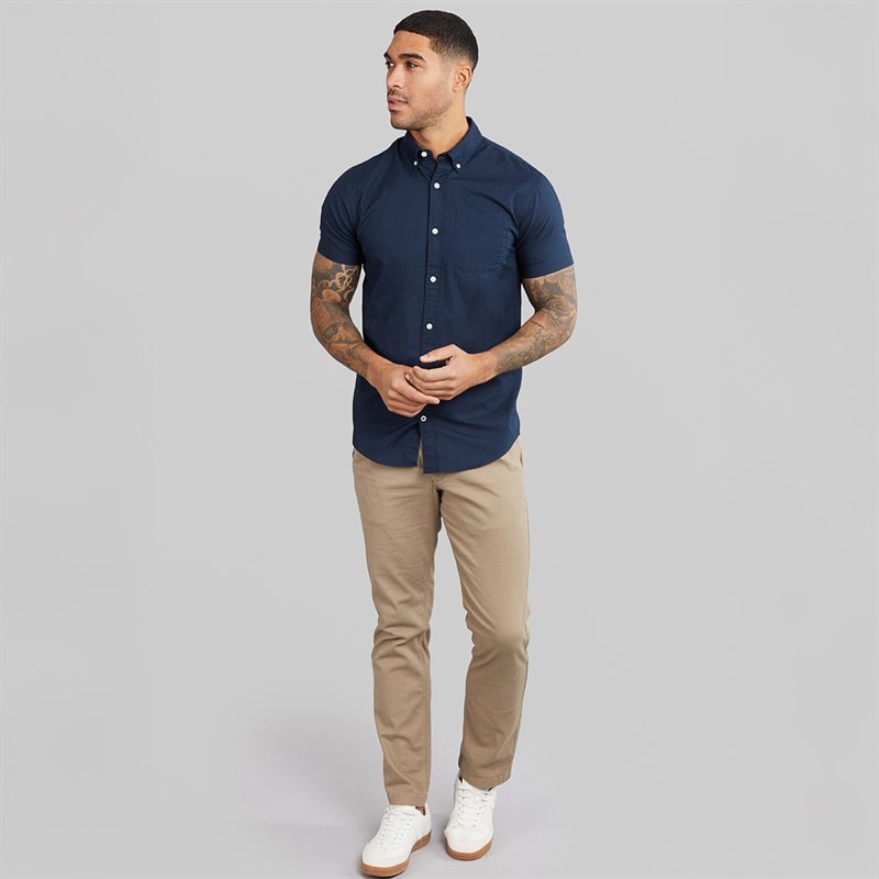 JACK & JONES Herre Klassisk Kortærmet Oxford Skjorte Blå Blazer - Billede 3