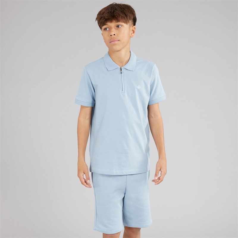 JACK & JONES Drenge Basis Lynlås T-shirt Og Shorts Sæt Ashley Blue - Billede 3