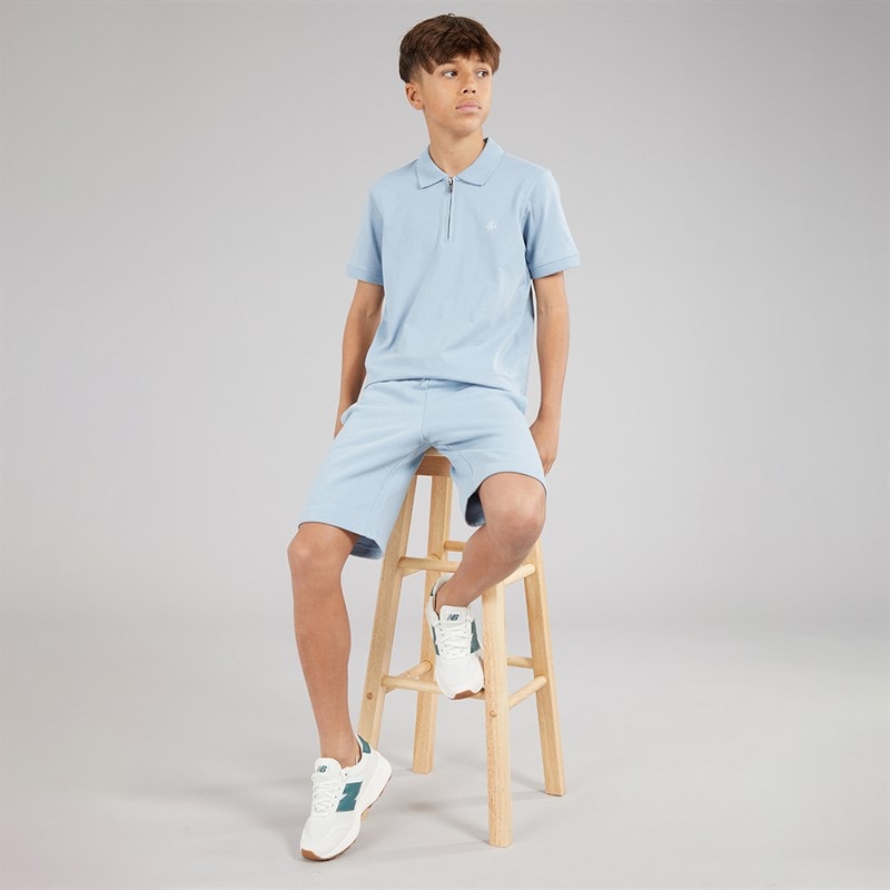 JACK & JONES Drenge Basis Lynlås T-shirt Og Shorts Sæt Ashley Blue - Billede 4
