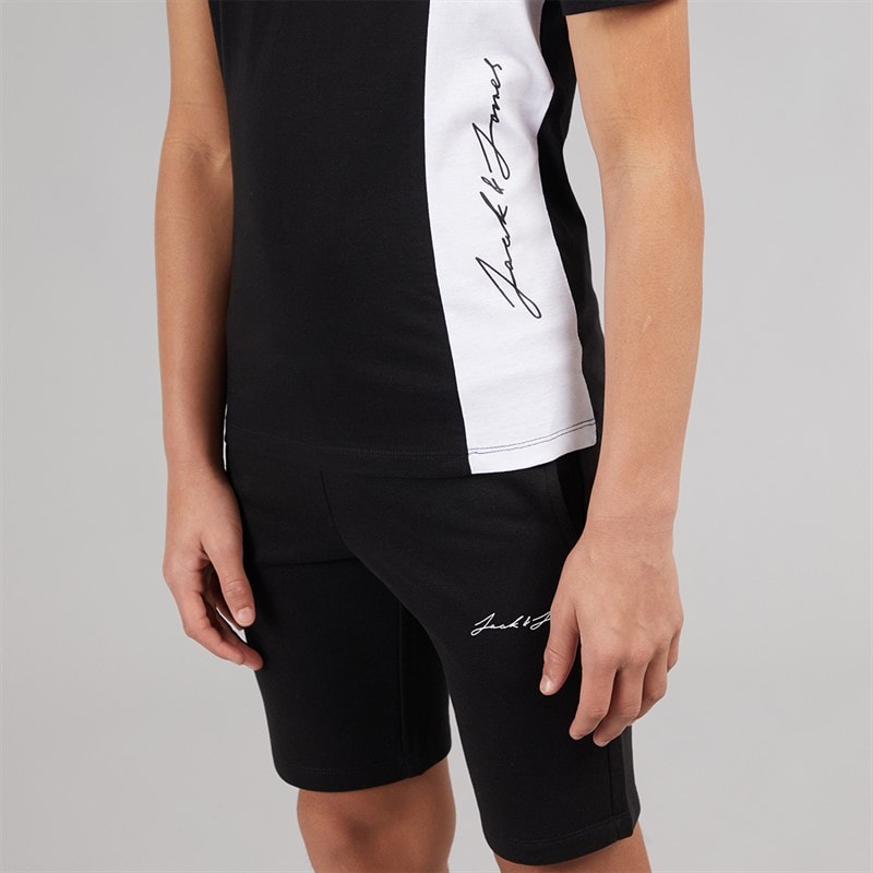 JACK & JONES Drenge Jax Blok T Shirt Og Shorts Sæt Sort - Billede 3