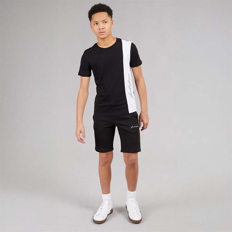 JACK & JONES Drenge Jax Blok T Shirt Og Shorts Sæt Sort - Billede 4