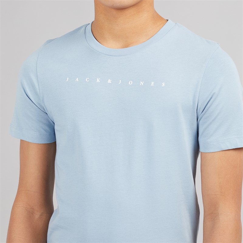 JACK & JONES Drenge Skrifttype T-shirt Og Shorts Sæt Ashley Blue - Billede 3