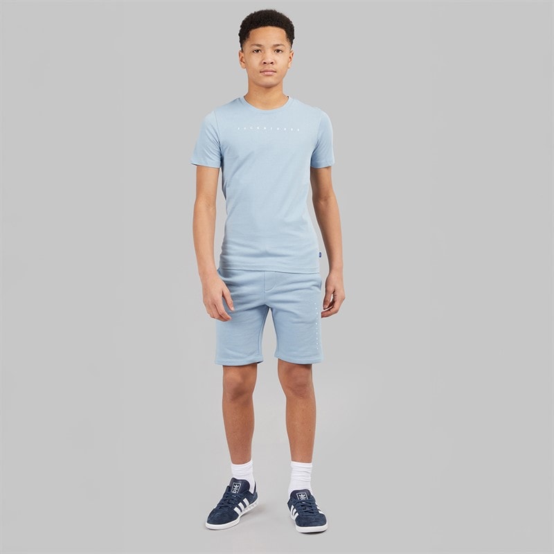 JACK & JONES Drenge Skrifttype T-shirt Og Shorts Sæt Ashley Blue - Billede 4