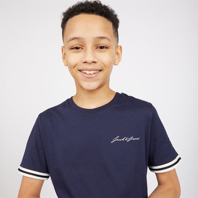 JACK & JONES Drenge Jaxon T shirt Og Shorts Sæt Navy Blazer - Billede 3