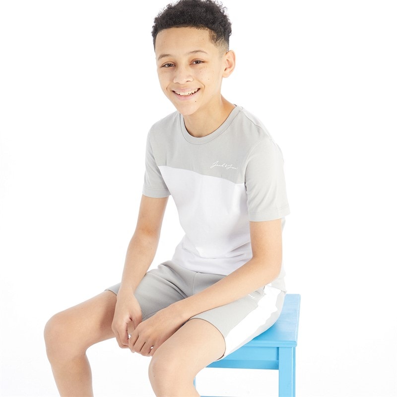 JACK & JONES Drenge blokering T-shirt og shorts sæt Alloy/Hvid