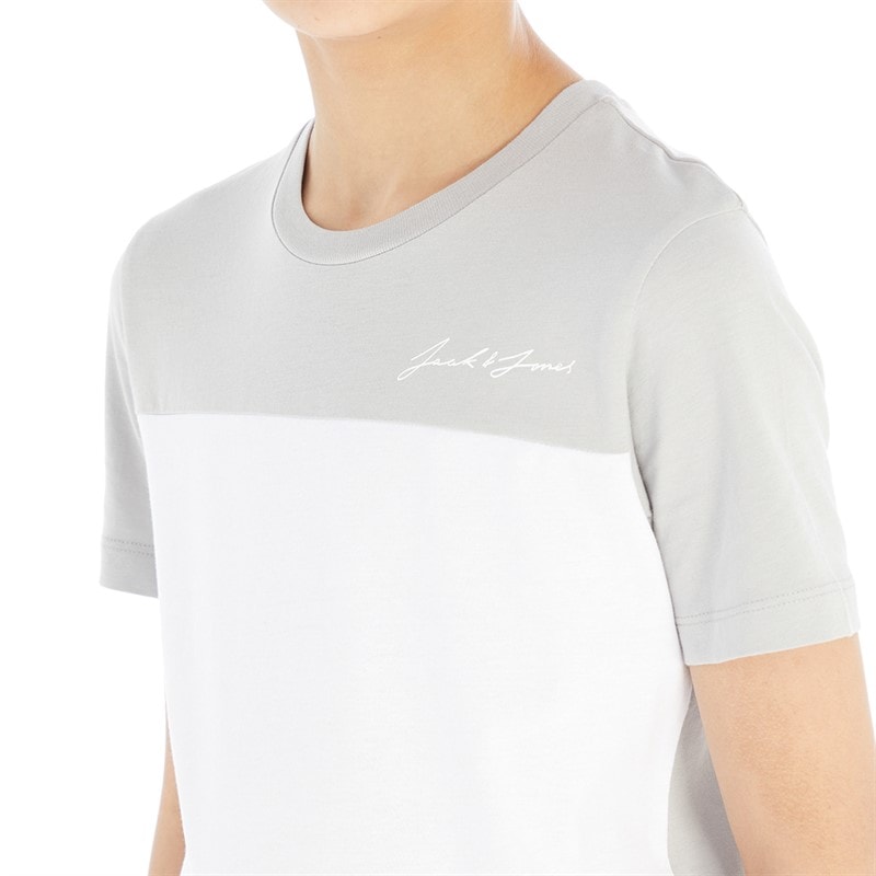 JACK & JONES Drenge blokering T-shirt og shorts sæt Alloy/Hvid - Billede 3