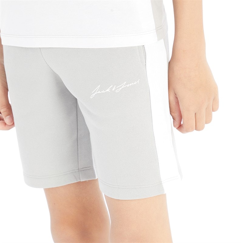 JACK & JONES Drenge blokering T-shirt og shorts sæt Alloy/Hvid - Billede 4