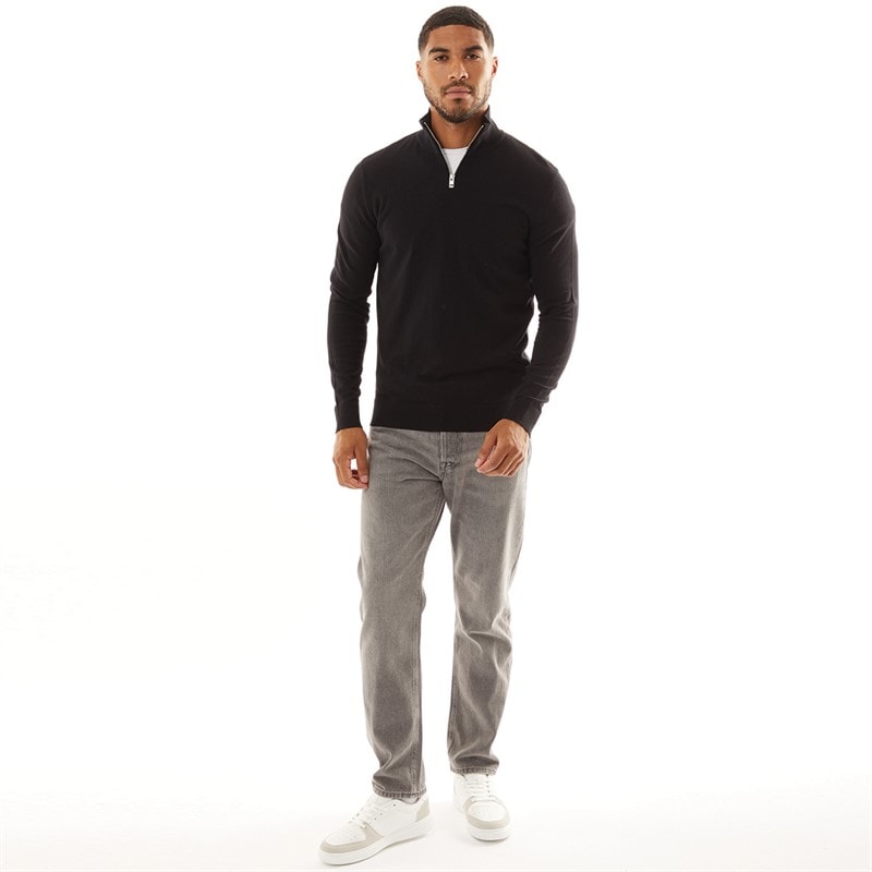 JACK & JONES Mænd Emil Strik 1/2 Lynlås Trøje Sort - Billede 3