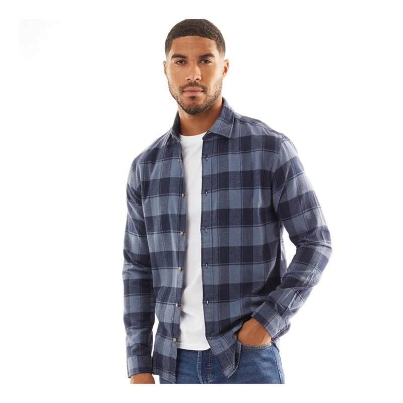 JACK & JONES Mænd Joshua Efterår Buffalo Langærmet Ternet Skjorte Vintage Indigo